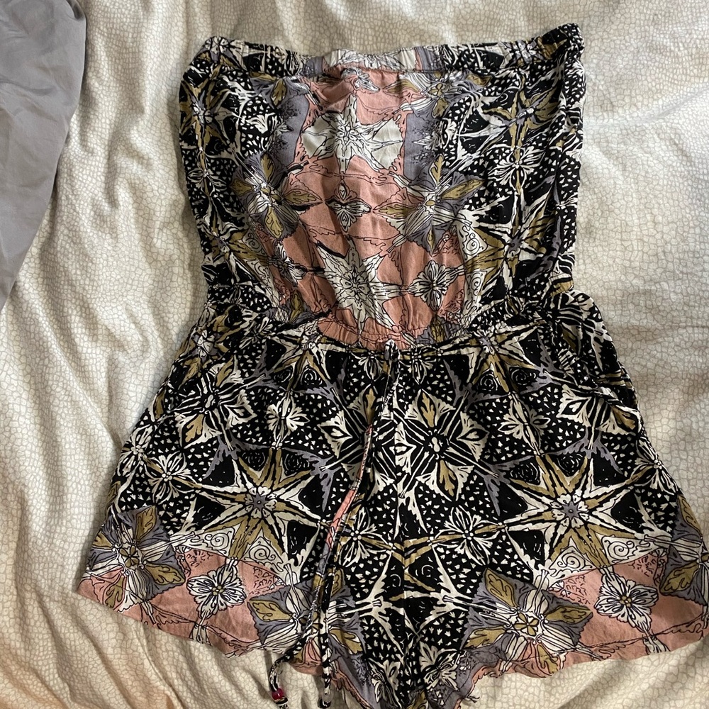 Angie Multicolored Strapless Romper